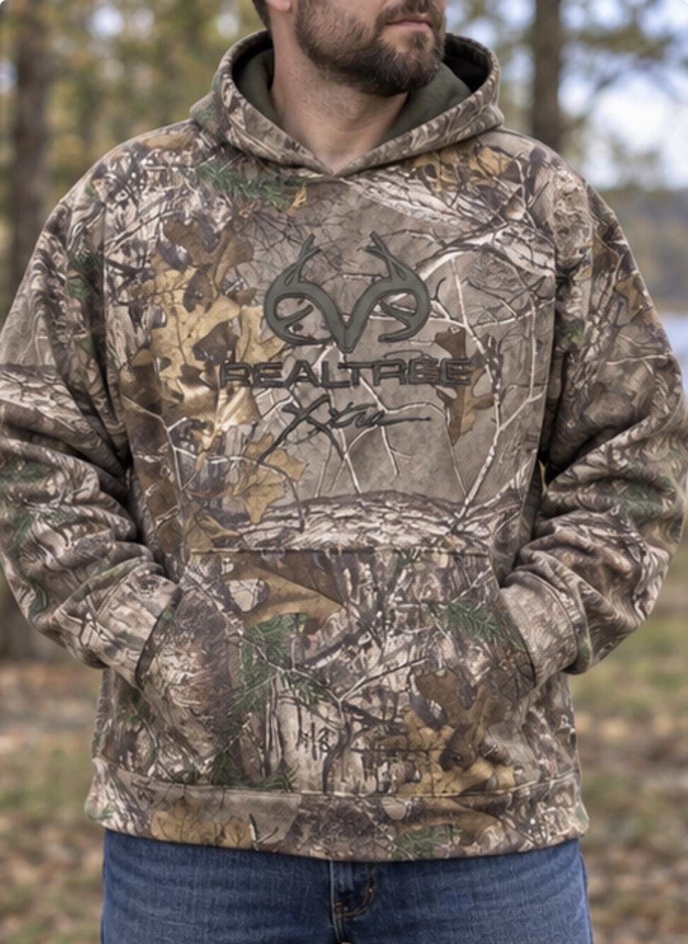 Realtree Xtra Camo Hoodie Mens XL Pullover Embroidered Logo Hunting Outdoors